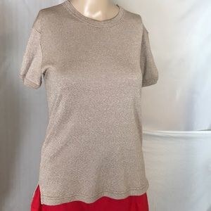 Galos Knit Top Size L Beige Crew Neck